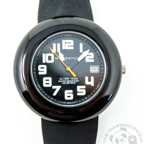 Momentum Women's 1M-SP99BB1B Alter Ego Black Bezel Black Watch Rubber Band - Picture 2 of 4